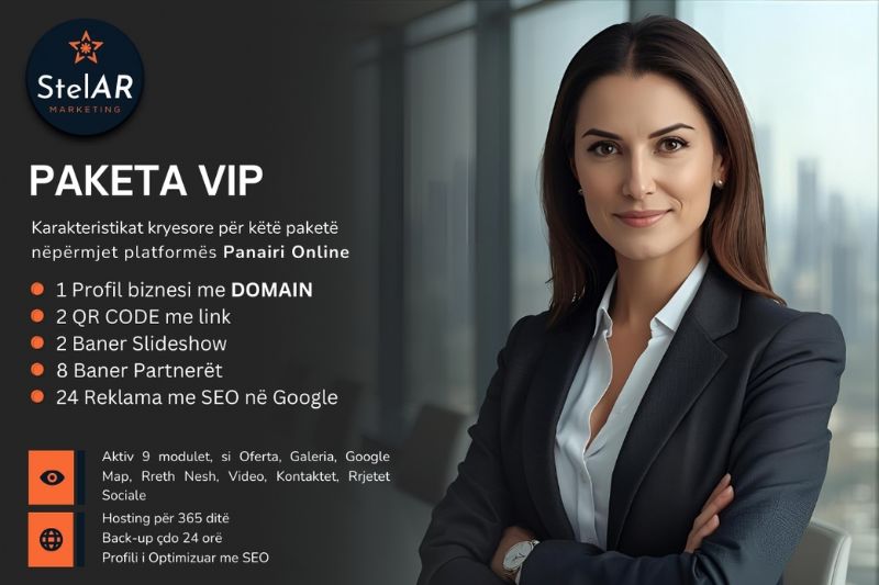 Paketa VIP me 24 reklama dhe Profil biznesi me domain në platformën Pana...